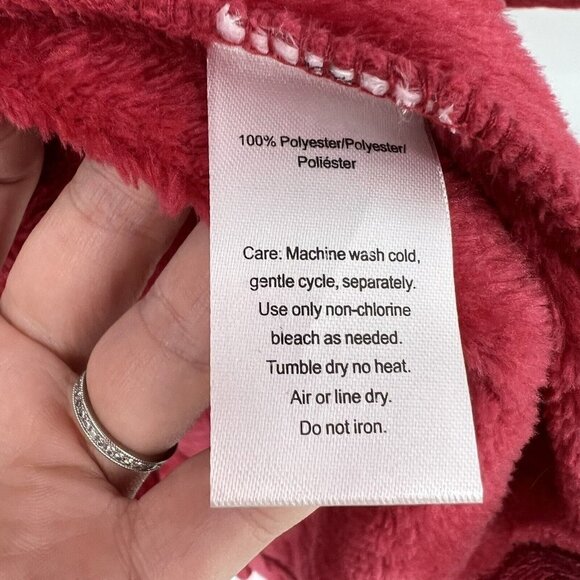 NWT Berskire Home Red Fleece Plush Long Robe Size S Cozy Lounge Warm - Picture 4 of 5